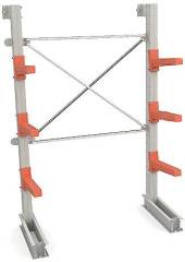 Односекционный односторонний консольный стеллаж с 3 уровнями консолей