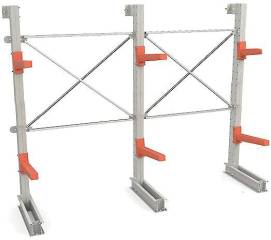 Двухсекционный односторонний консольный стеллаж с 2 уровнями консолей